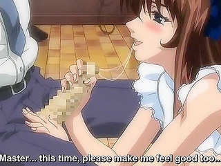 Stretta 1 - Busty maid slave gives a wet blowjob at full service maid cafe